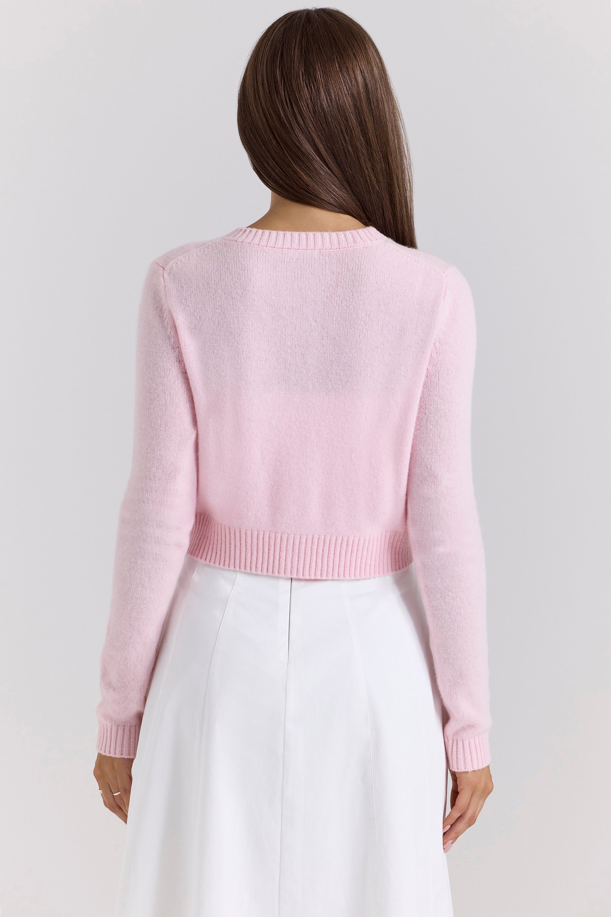 Pembe Crop Yün Hırka