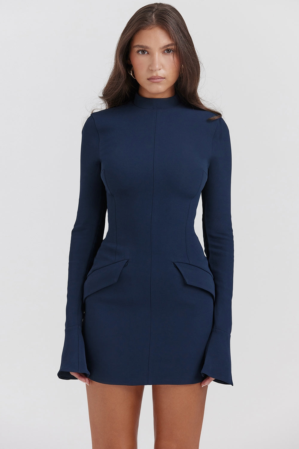 Vintaga Mini Elbise Navy